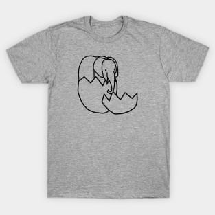 Elephant Hatching from Easter Egg Outline T-Shirt